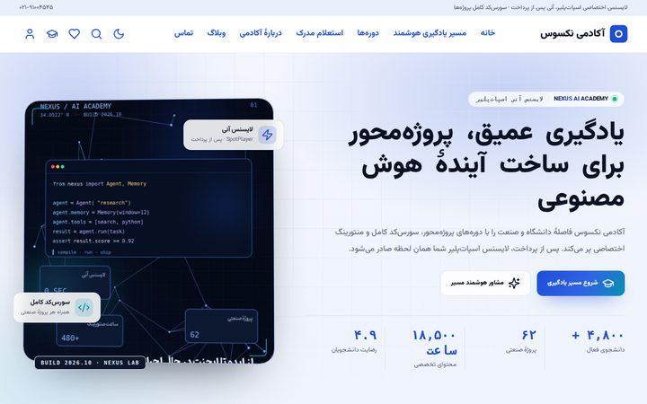 پیش‌نمایش آکادمی هوش مصنوعی و کدنویسی نکسوس